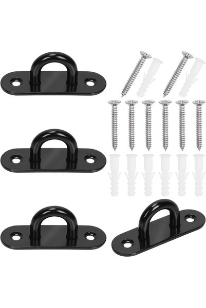 Generic 4Pcs M5 304 Stainless Steel Oval Pad Eye Plate Hook Assortment Kit Bl...