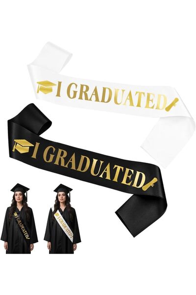 Generic 2 PCS 2026 I Graduated Sash Graduation Party Satin Sashes Set Decorat...