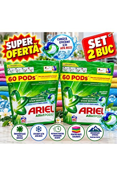 Ariel Σετ 2 x Allin1 PODS Mountain Spring – Κάψουλες απορρυπαντικού ρούχων, 6...