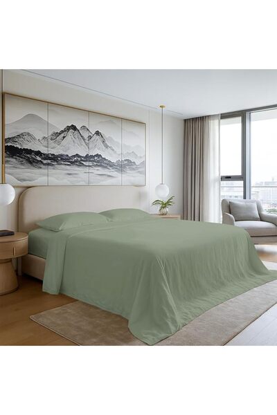 GENERAL Bisona 400 Thread Count Queen Size White Color Flat Sheet Luxury Soft...