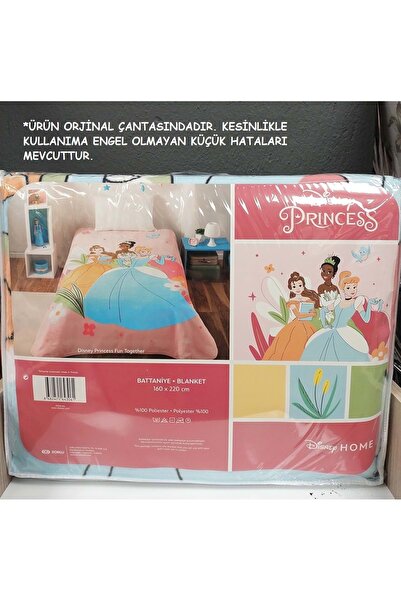 Taç Lisanslı (Outlet) Tek Kişilik Çocuk Battaniye (160x220)-Princess Fun Together