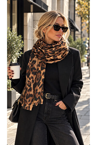 Venus Design Leopar Desenli Şal 90x180 cm