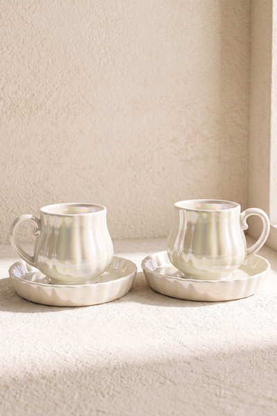 Perotti Ecroia Line Wavy Porcelain 2-Person Coffee Cup Set