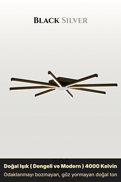 Pulsar Silver Modern LED Tavan Avize - Aşağı Işık – Kumandalı Dim Edilebilir