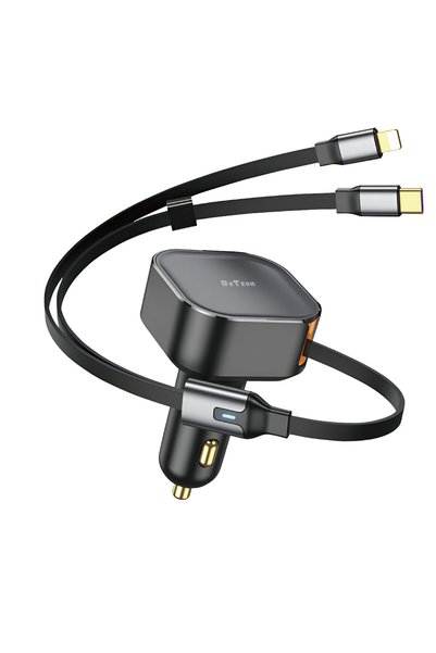 DETECH Φορτιστής αυτοκινήτου DE-C53 Καλώδιο Type-C Lightning 30W Μαύρο - 40519