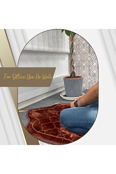 Generic Brand سجادة صلاة إسلامية منقوشة مقاس 70 × 110 سم، سطح مخملي مضاد للانزلاق، تصميم قبة، سجادة صلاة سميكة ومبطنة.