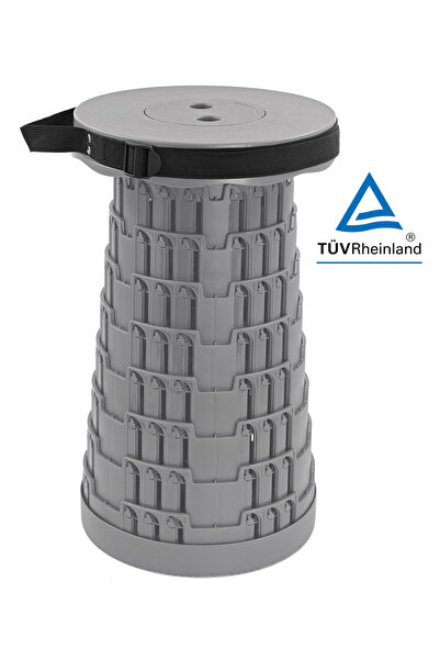 POWERTECH Πτυσσόμενο σκαμπό HUH-0231 αντοχή έως 250 κιλά 25,5x45 εκ. γκρι