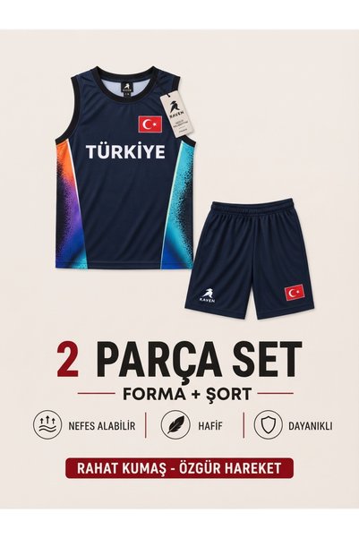 The RAVEN PREMİUM TÜRKİYE ÖZEL SERİ MAVİ SİYAH BASKETBOL FORMASI 2'Lİ SET FOR...