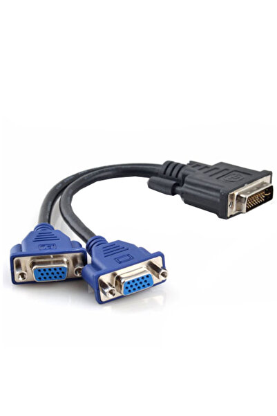 DETECH Μετατροπέας DVI 24+5 αρσενικό σε 2xVGA θηλυκό, DeTech, Μαύρο - 18251