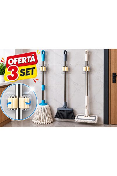 Generic Brand Set of 3 self-adhesive mop and broom holders – practical organi...