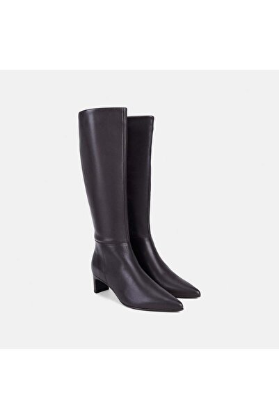 Desa Women's Bitter Brown Pointed Toe Half Zipper Leather Boots