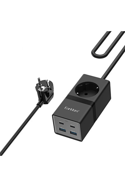 Earldom Πολύπριζο ES-SC21 1 υποδοχή CEE 7/3 2 x USB F 2 x USB-C 1μ. Μαύρο - 4...