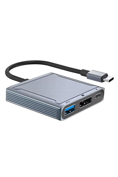 DETECH Προσαρμογέας DeTech, USB-C - DP 8K 60HZ, USB3.0, PD 60W, Γκρι - 17845