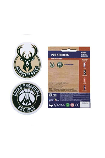 BMU Σετ 2 Αυτοκόλλητα PVC με Λογότυπο NBA Milwaukee Bucks - Υποστηρίξτε με