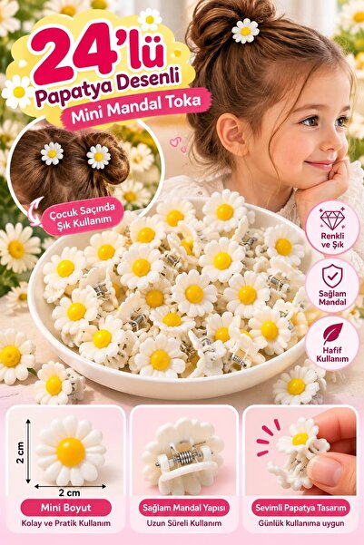 24 LÜ ÇOCUK PAPATYA MİNİ MANDAL TOKA
