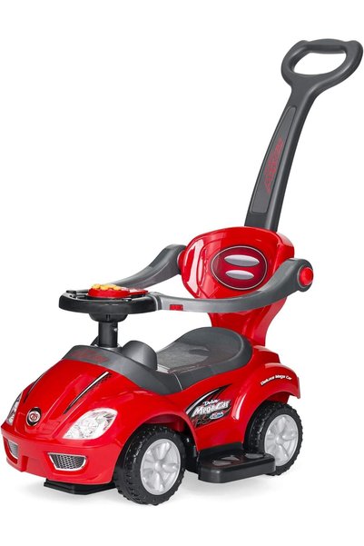 Colorland Deluxe Mega Car Ride-On with Handle, Red