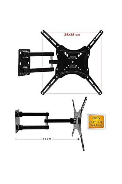 OEM Επιτοίχια Βάση Για Τηλεοράσεις Lcd/led 14"-55" Τριπλού Βραχίονα Με Κλίση ...