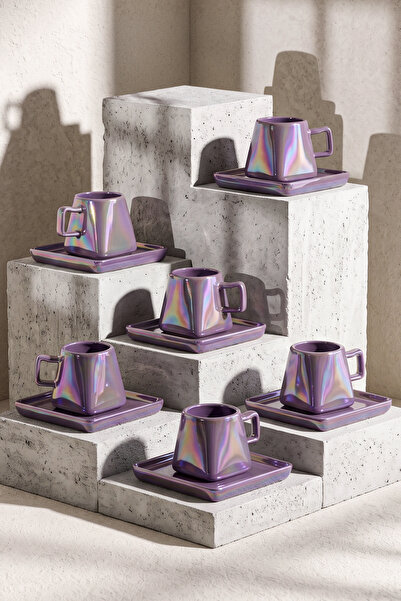 Perotti Plums Porcelain Coffee Cup Set for 6 People