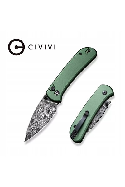 Civivi Qubit Damast Aluminum Green Knife C22030E-DS1
