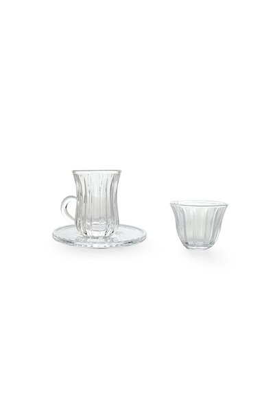 Glaze طقم فناجيل وبيالات زجاج 18 قطعة