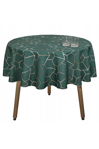 invitta Plamoodproof Față de masă rotundă geometrică verde Minos, 140 cm
