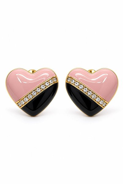 New Obsessions Enamel double color heart earrings