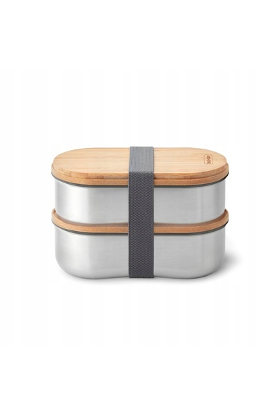 Black Blum BB - Set de 2 cutii de prânz din oțel, gri
