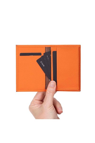 BloominBag Bloomcard Verta Burnt Orange Genuine Leather Vertical Card Holder