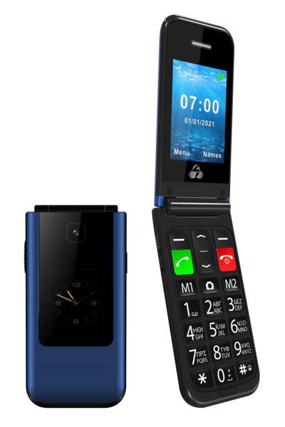 POWERTECH Κινητό τηλέφωνο Sentry Dual II V2 2 οθόνες διπλή SIM κουμπί SOS μπλε