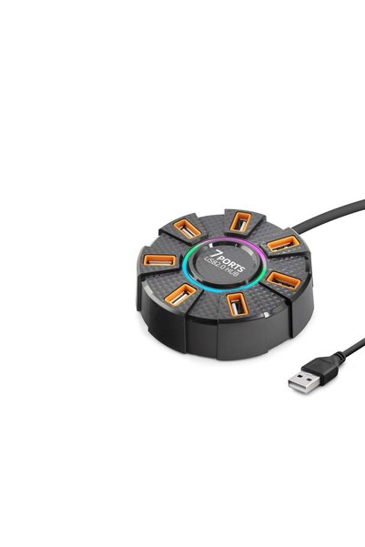Lovesta Home USB Hub RGB 7 منافذ 480 ميجابت في الثانية 1.2 متر أسود HDX7035