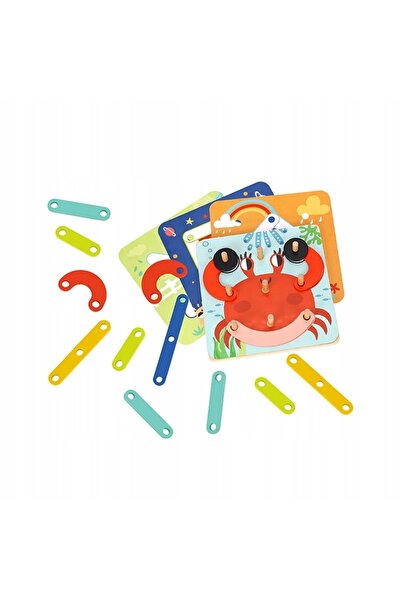 Tooky Toy Blocuri de puzzle din lemn, piese de puzzle, model