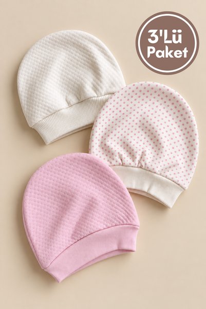 Miniel Unisex Baby Newborn Cotton Beanie Set of 3