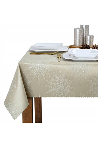 invitta Față de masă de Crăciun elegantă - Fulg de nea în bej 110x140 cm
