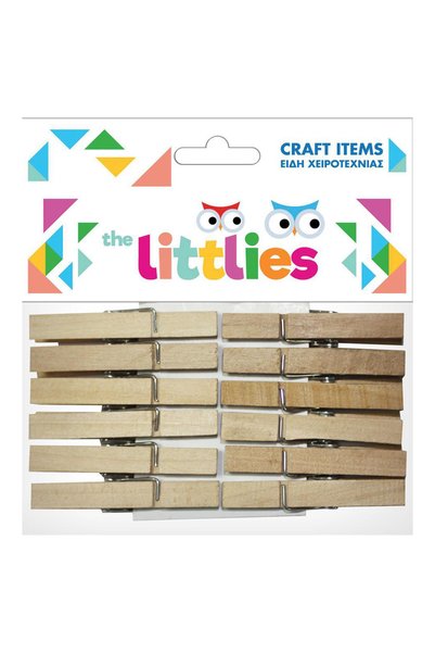 The Littlies The Littles Ξύλινα Πασσαλάκια Χειροτεχνίας 48 χιλ. 12 Τεμάχια