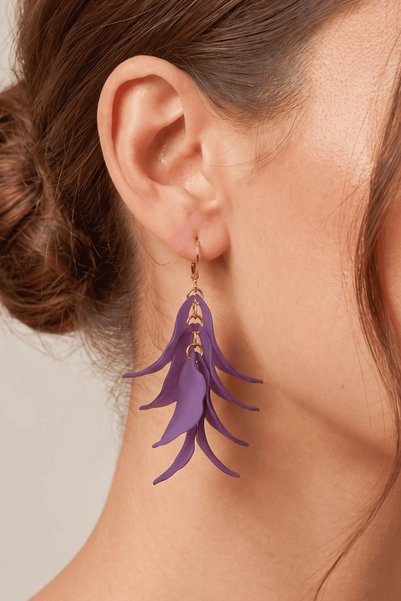 Elika Silver Women's Layered Leaf Earrings