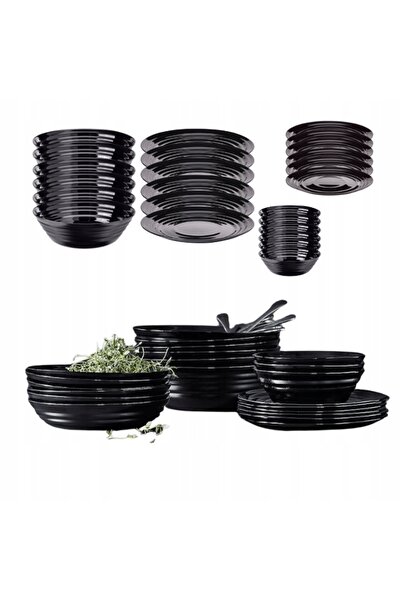 IKEA SET FARfurii ȘI BOLURI NATBARB, FARfurii de masă NEGRE, 24 PIESE, PENTRU...