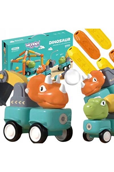 woopie Blocuri magnetice de construcție cu dinozauri