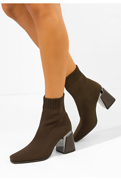 B T Shoes Кафяви боти тип чорап Мирелина
