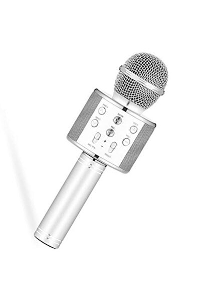 OEM Ασύρματο Μικρόφωνο Ηχείο Bluetooth Karaoke Σε Ασημί Χρώμα