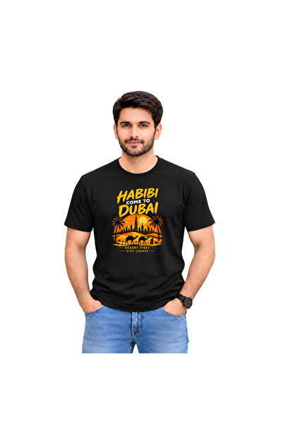 PRINTSHOP4ME Men's Habibi Dubai Cotton T-Shirt - Habibi come to Dubai T-Shirt...