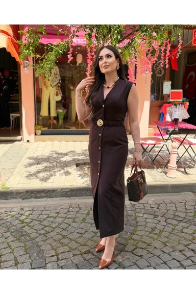 Kemerli Kalem Elbise
