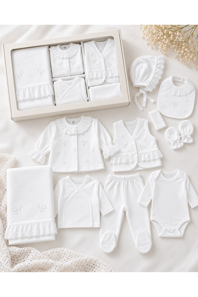 Arinpexa 10-Piece Bird-Detail Newborn Girl Baby Hospital Release Set / 10-Pie...