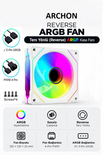 Archon Spectre Pro Argb 1X120Mm Silent Professional Argb Case Fan White