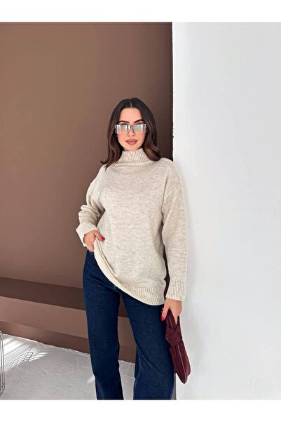 Stile Bella Γυναικείο πλεκτό πουλόβερ με ζιβάγκο, μακρυμάνικο, με απαλή υφή