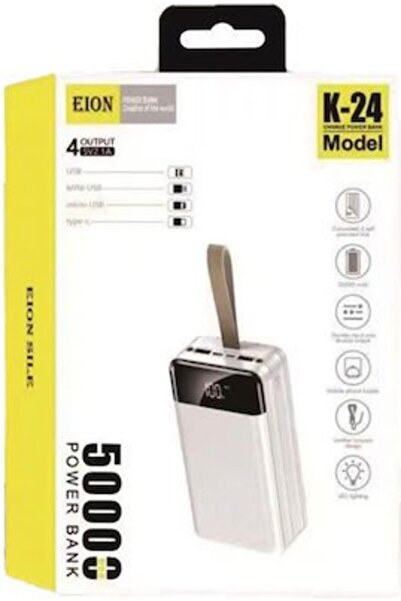 OEM PowerBank EION K-24 50000mAh με 2 Θύρες USB-A και Θύρα USB-C Λευκό