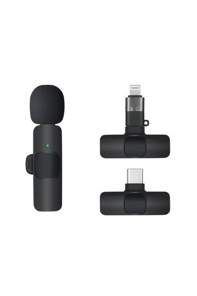 OEM Ασύρματο μικρόφωνο Lavalier K8 USB Type C/iPhone ή Jack Android, μαύρο -