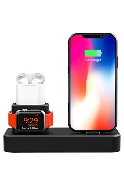 Apple OEM Βάση Φόρτισης Σιλικόνης Μαύρη για iPhone, Apple Watch και AirPods