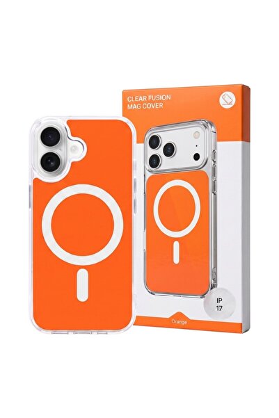 HEYBİNGO Husă Clear Fusion Mag pentru iPhone 17, Portocalie, MagSafe, Transpa...