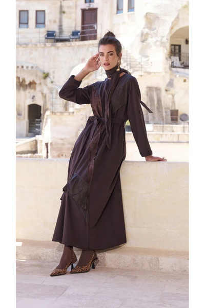 MissWhence Patchwork Dress 40825 Coffee