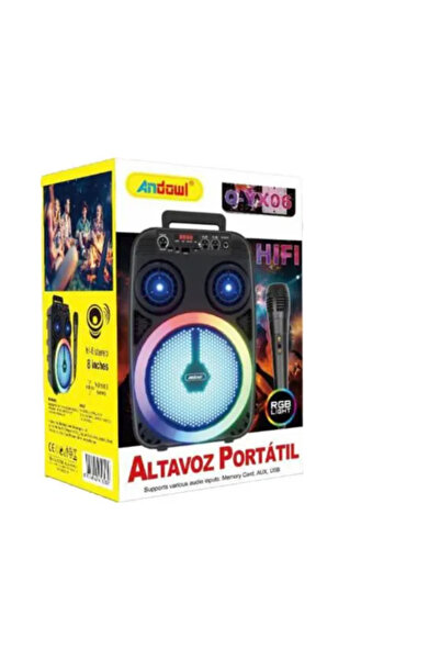 Andowl Ηχείο Hi-fi Stereo 8 με μικρόφωνο & φωτισμό LED RGB Q-YX06 Μαύρο